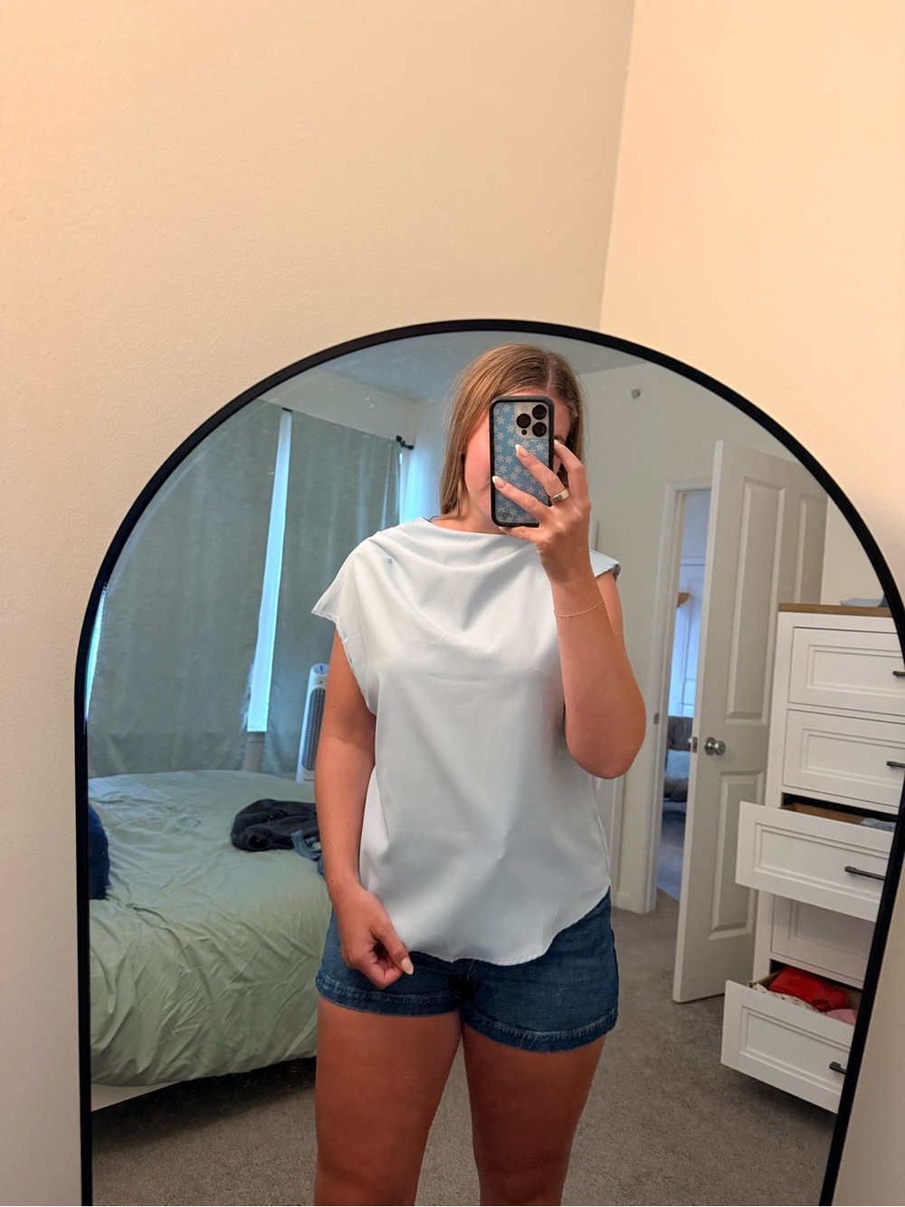 SHEIN Light Blue Draped Cap-Sleeve Camisole